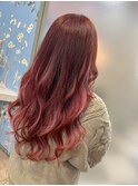 #エクステ#プルエクステ#ピンク#レッド