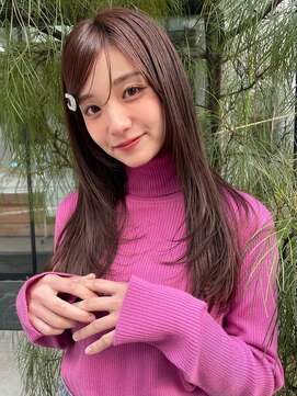 ノラギンザユー(NORA GINZA/U) 顔まわりカットレイヤーカットロングヘアアレンジブラウン