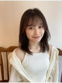 大人かわいい小顔顔まわりレイヤー小顔バングカットまろベージュ