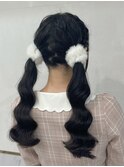 編み込みツインテール