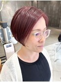 艶のある髪へ。秋のピンクバイオレットとショートボブ