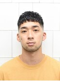 七三オールバックツイストパーマかき上げヘアコンマヘアb12