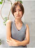 ヌーディカラー/前下がりボブ/小顔ヘア/大人ボブ