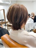 小顔ショートボブカラー大人ショートボブひし形ショートカット