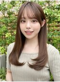 20代30代40代◎前髪パーマ韓国風巻きくすみベージュお団子ヘア