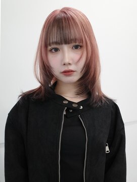 カシェル(cashel) ピンクベージュパールピンク前髪インナーインナーカラーレイヤー