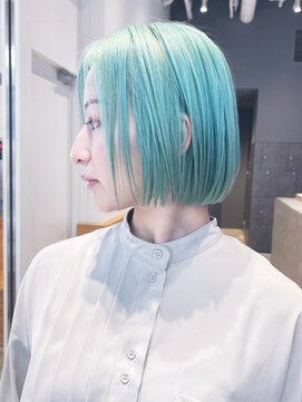 シオン(shion) ワンレン小顔透明感カラーオリーブカラーボブルフ_ba361571