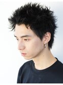 短髪アップバング黒髪スパイキーショート
