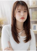 ミルクティーカラー顔回りレイヤーストレートc6浦和20代30代40代