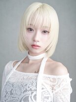 アルバム 池袋(ALBUM)&nbsp;ホワイトベージュボブミディアム前髪カット_F0958