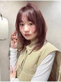 ミディアムレイヤー ブリーチなしカラー レッドカラー
