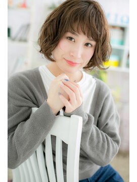 ミック ヘアアンドメイク アップ 駒込店(miq Hair&Make up) 耳かけも◎くせ毛風カール大人ガーリーオン眉ボブa1