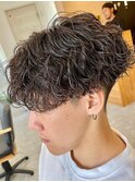 波巻きパーマメンズパーマメンズヘアツーブロックツイストパーマ