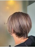 大人のショートカット【ミルクティーベージュ】白髪50%以上