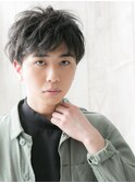 20代30代波打ちパーマ刈り上げメンズショートY上尾