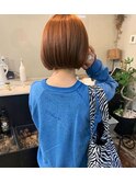 ぱつっとボブ×オレンジブラウン