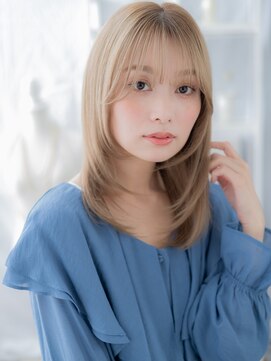 モッズヘア 越谷(mod's hair) 顔まわりレイヤーハイトーンカラーセミディc6越谷10代20代30代