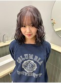 ラベンダーグレージュ  裾ブラック