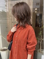 ニコリヘアワークス(nicori hair works) ミディアムレイヤー×ナチュラルベージュ1