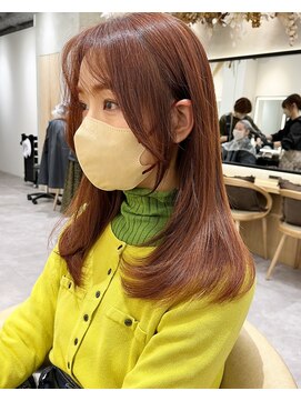 ロンドプロフィール 浦和(Lond profil) 韓国前髪顔まわりブリーチ無しダブルカラーチェリーブラウン