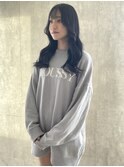 レイヤーカット韓国風クロスパーマ艶髪ブルーブラック