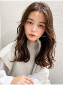 美髪カールシアーカラーピンクブラウンエアリーロングセミディ