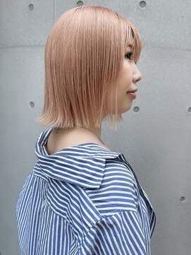 ラミエバイメルト 下北沢(lamie by melt) 花田/ボブ/切りっぱなしボブ/ブリーチ/ピンク/オレンジ/下北沢