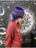 紫ウルフ／原色カラー／派手髪／ショートウルフ