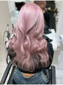 ハイトーンピンク ケアブリーチ くびれ巻き 20代 韓国ヘア 美髪