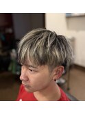 メッシュ/メンズパーマ/マッシュ/眉毛/前下がり/ショート/床屋
