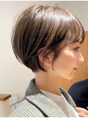 暗めカラーグランマッシュショートボブ