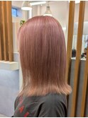 ピンクブラウン　艶髪　髪質改善　韓国風　顔まわり　顔周り