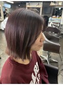 切りっぱなしボブ×パープルカラー