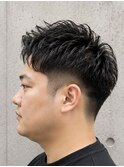 30代 大人のゆるパーマ×フェードショート