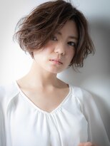 カバーヘア イヴ 戸頭店(COVER HAIR EVE) かきあげ前髪xココアブラウンのアシンメトリーx戸頭30代40代50代