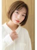 キャラメルベージュ小顔切りっぱなし前下がりボブショートZ大宮