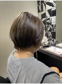 縮毛矯正×丸みくびれショート×ミントベージュ 大阪梅田茶屋町