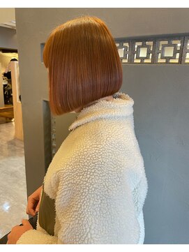 ヘア プロデュース キュオン(hair produce CUEON.) 顎ラインボブ×オレンジベージュ