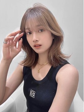 ノイズオオサカ 梅田店(NOISM OSAKA) 小顔外ハネミディアムアッシュ20代30代40代くびれミディ韓国ヘア