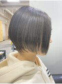 グレージュカラー/ボブウルフ/黒髪/ココアベージュ
