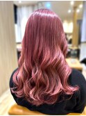 ハイトーン/ダブルカラー/ブリーチ/ピンク/韓国ヘア/韓国ロング