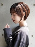 大人可愛い20代30代40代黒髪前下がりショートボブ丸みショート◎