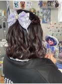 編み込みハーフアップ