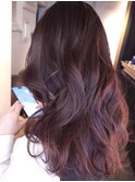抜け感オレンジピンク×ラフなローレイヤースタイル