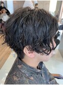 大人センターパート　スパイラルパーマツイストパーマ　