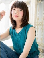 ブルー(BLUE)&nbsp;*CUORE水戸*…艶カラー大人可愛い前下がり切りっぱなしボブディb