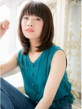 ブルー(BLUE) *CUORE水戸*…艶カラー大人可愛い前下がり切りっぱなしボブディb