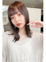 ランソ(RUNSO) 20代・30代/前髪/ピンクベージュ/丸型/卵型/レッドブラウン
