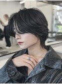 ウルフカットメンズパーマセンターパートカルマパーマ
