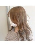 ハイトーンベージュ 立体感なみなみウェーブロング大人可愛い